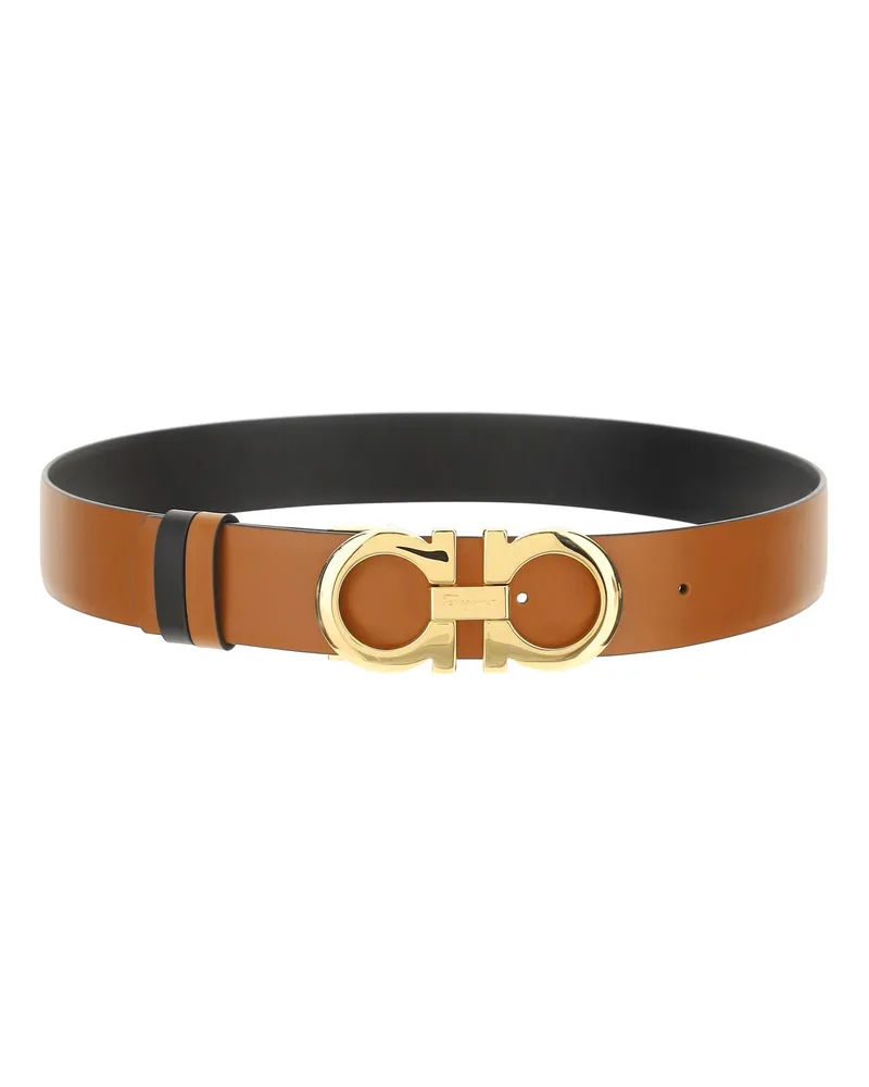 Ferragamo Women's Belt Reversible Brown-Black Calf Leather Brown/black Brown