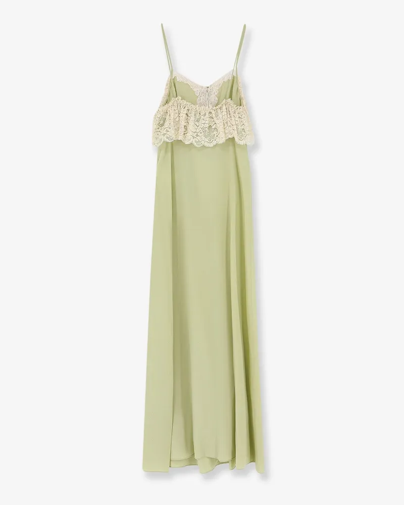 Chloé Women's Silk Dress With Lace Inserts Green Green