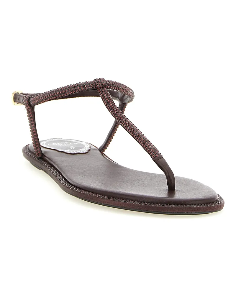 René Caovilla Women's Brown Viscose Flat Sandals Brown