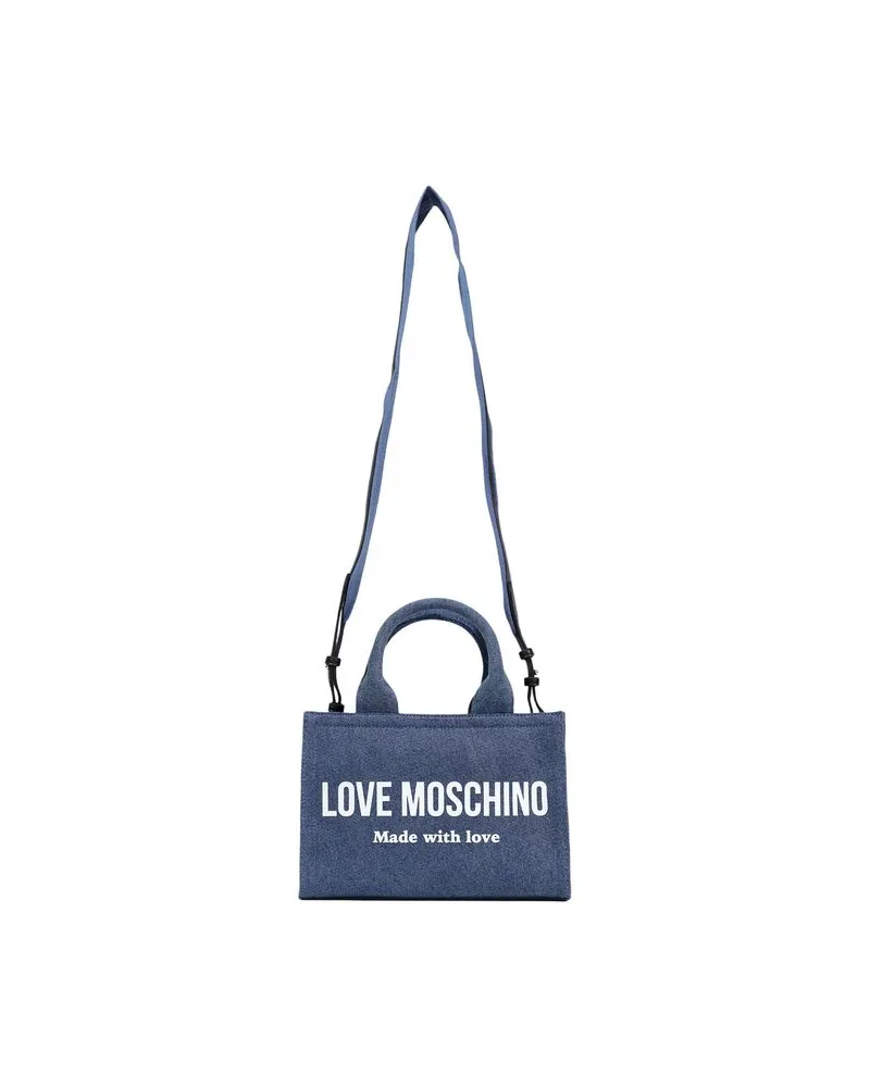 Moschino Women's Logo-Print Cotton Handbag Blue Polyester Viscose Blue