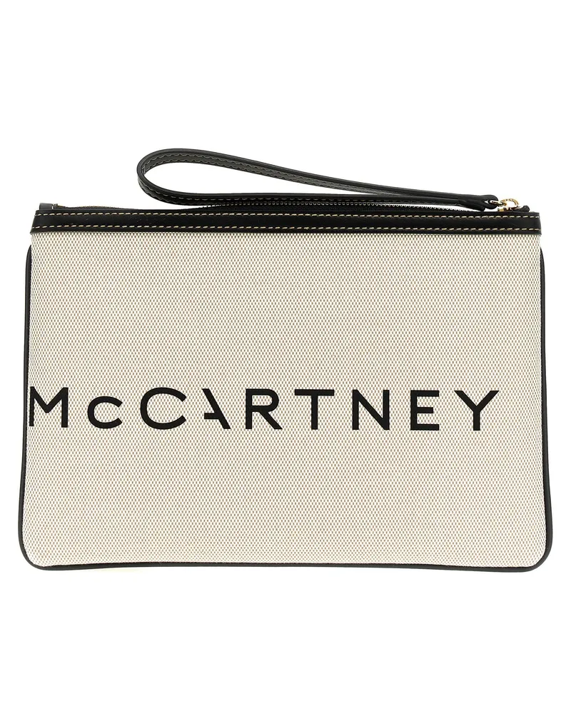 Stella McCartney Women's Logo-Print Cotton Clutch Beige Polyester Beige