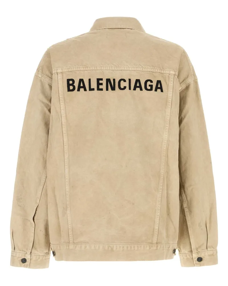 Balenciaga Men's Beige Denim Jacket Exterior: Cotton Giubbini Beige