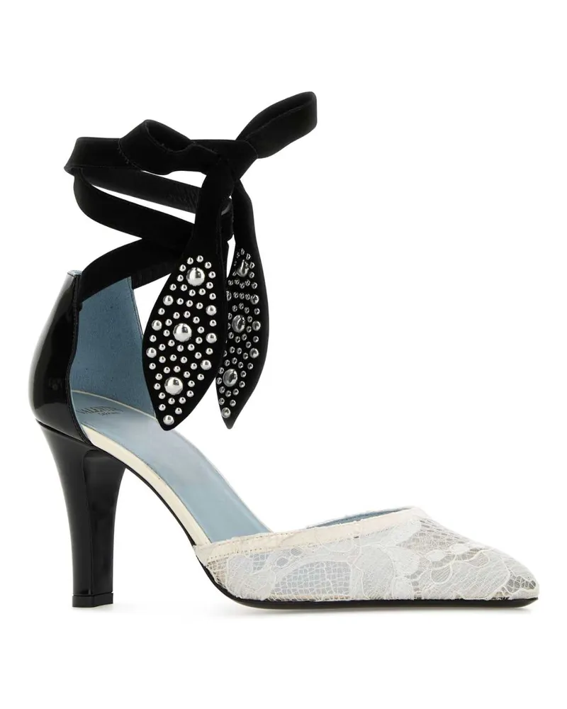 Valentino Garavani Women's Two-Tone Lace And Leather Foliefoliage Pumps Ivorynudenero Scarpe Con Tacco High Heel Shoes Multicolor