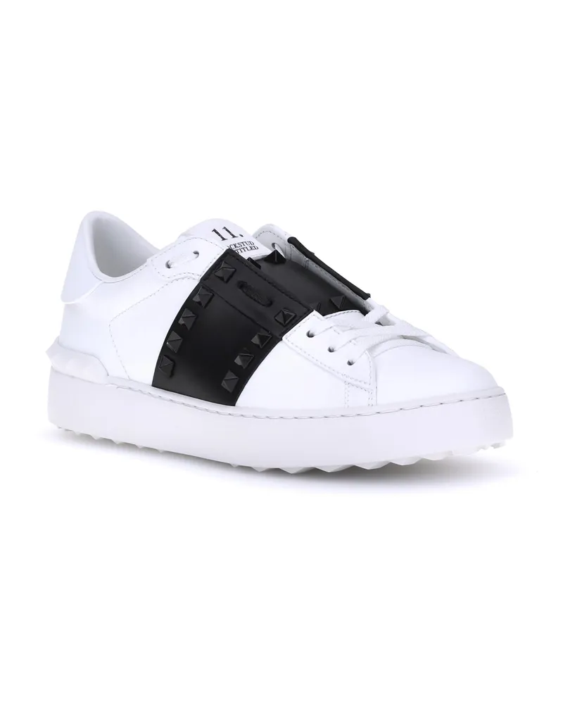Valentino Garavani Women's Open Rockstud Sneakers Bianco-Nero-Bianco Bianco/nero/bianco White