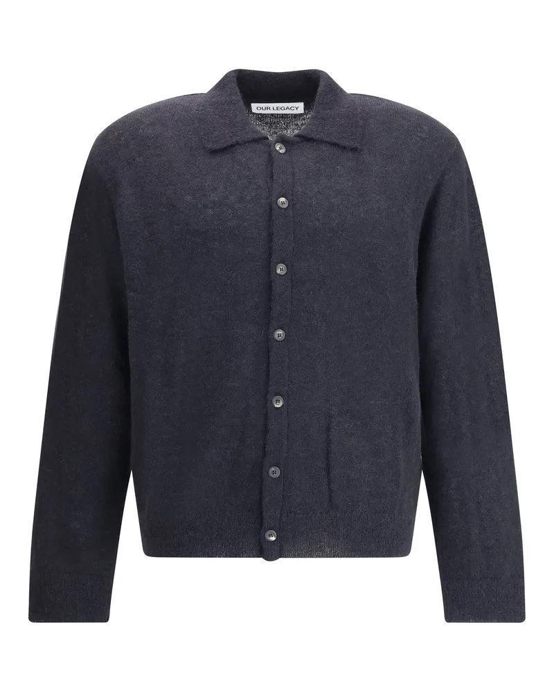 Our Legacy Men's Alpaca Cardigan Black Fuzzy Sweater Black