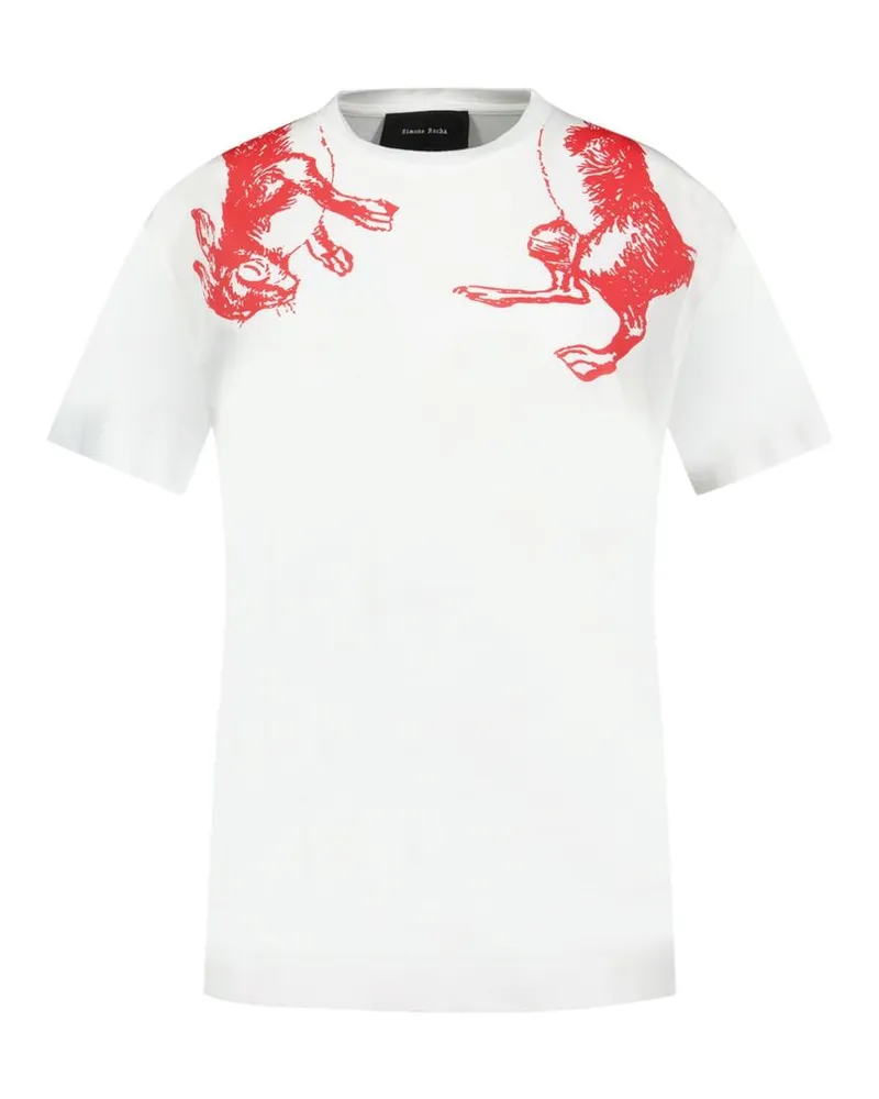 Simone Rocha Women's Hare Illustration T Shirt -  Cotton White Concept-Store Ready-To-Wear White