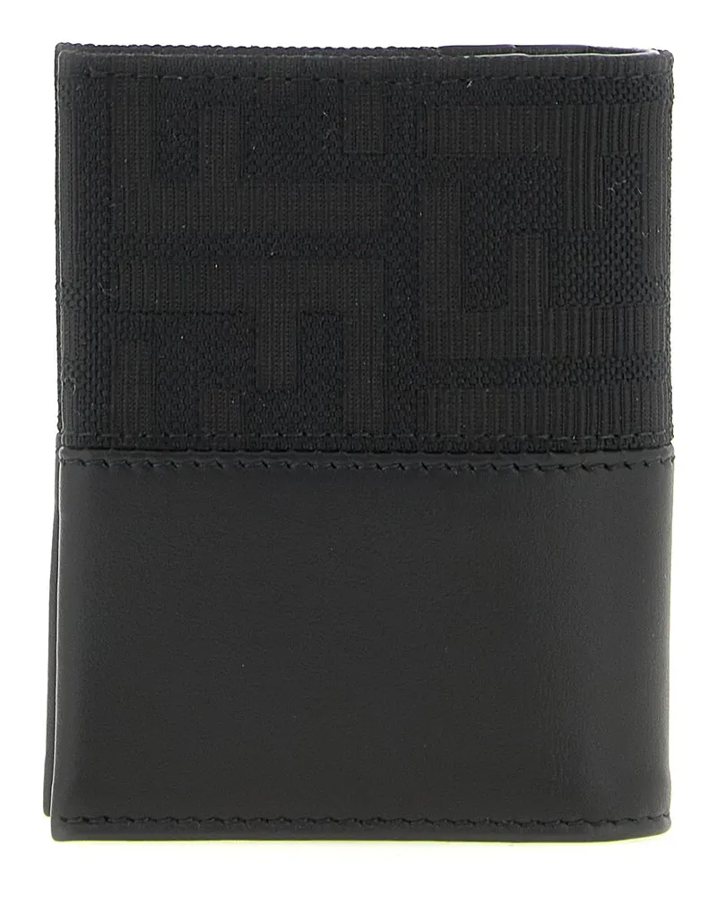 Fendi FF Zucca Jacquard and Leather Card Case — Black Black