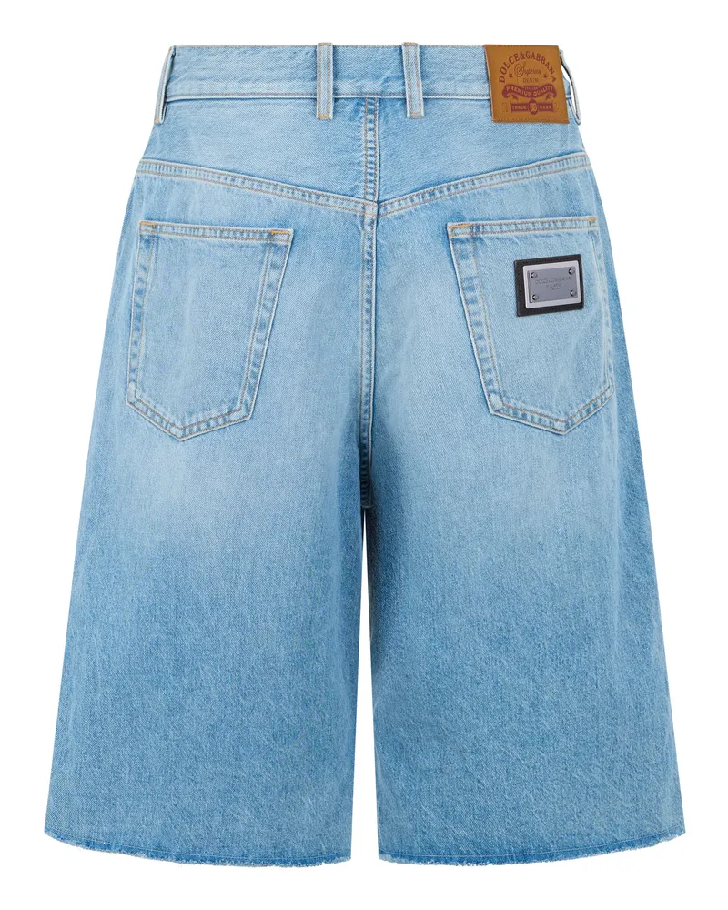 Dolce & Gabbana Wide-Leg Denim Shorts — Blue Blue