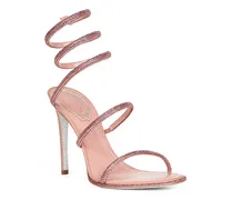 Jeweled Snake-Wrap Sandals — Pink