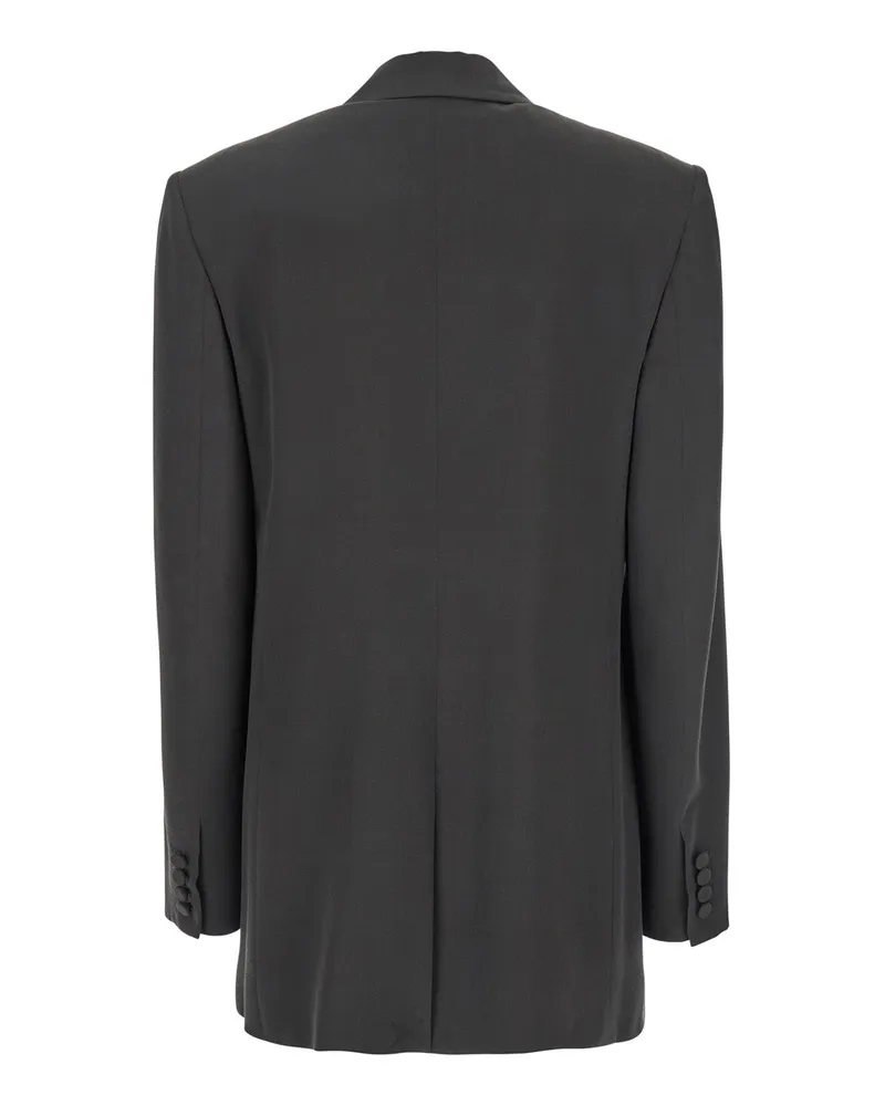 Saint Laurent Women's Grey Single-Breasted Silk Jacket Blazers Gray