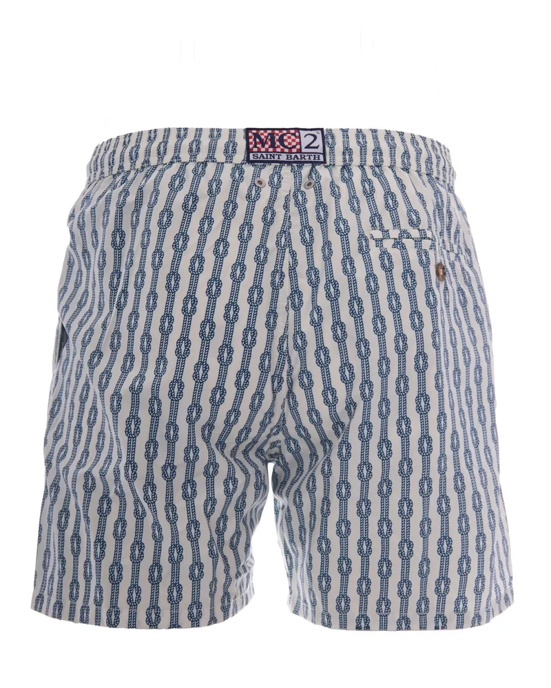 MC2 Saint Barth Men's Swim Shorts Lighting Micro Sailor Rope 10 Polyester Blue