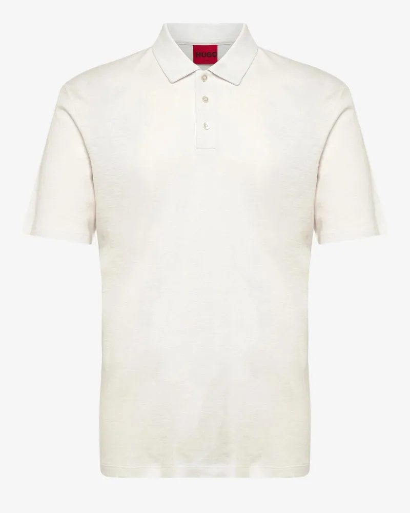 HUGO BOSS Men Polo Shirt Linen-Blend White Lyocell T-shirts And Polos White