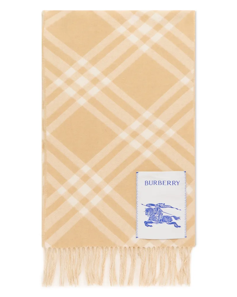 Burberry Checked Cashmere Scarf — Beige Beige