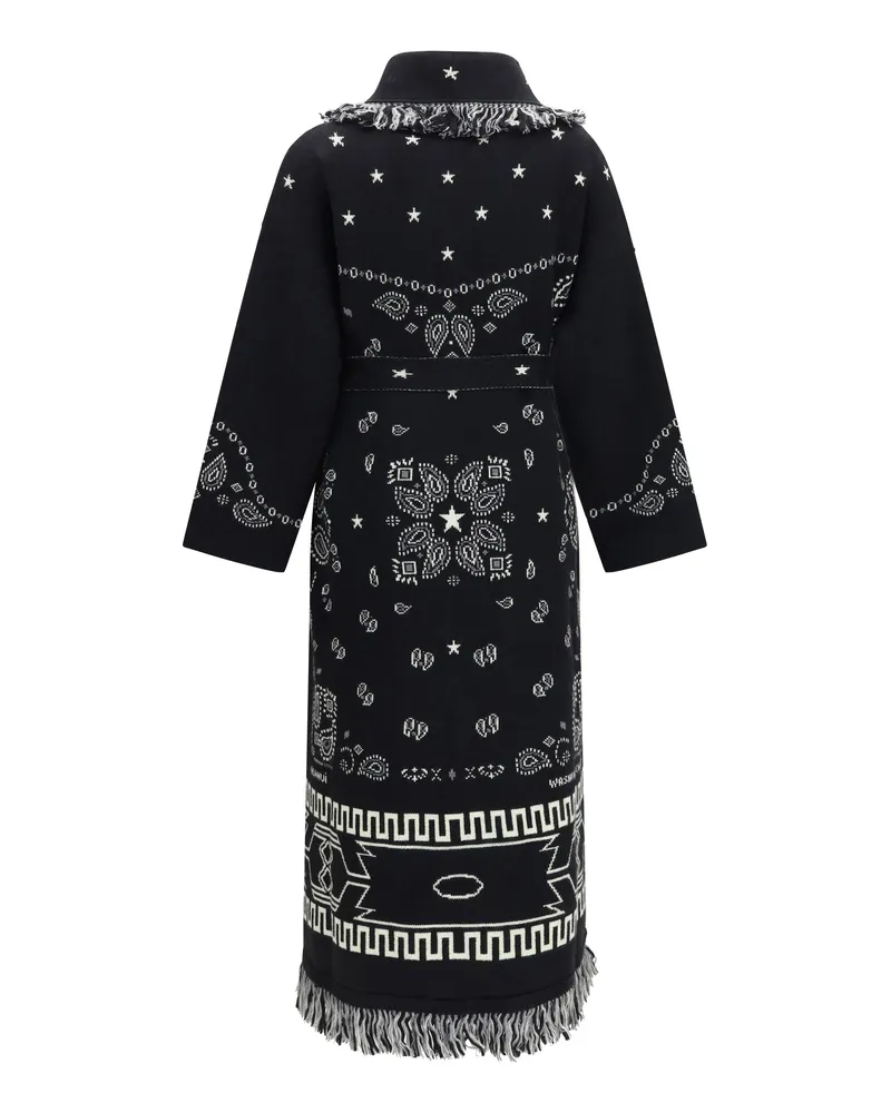 Alanui Women's Coat Bandana Jacquard Black-Multicolour Fleece Wool (ovis Aries) Black/multicolour Black