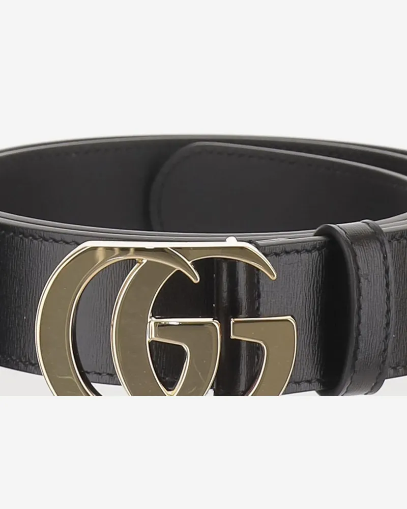 Gucci Men's Leather Belt Marmont Black Calfskin Black