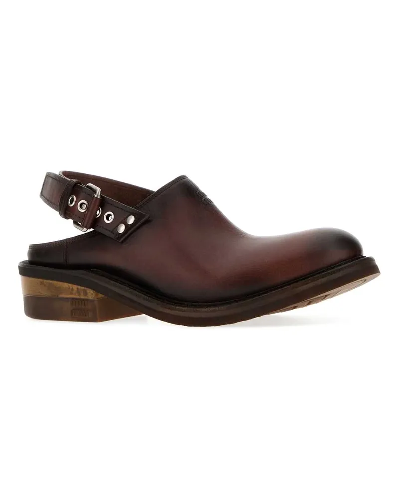 Miu Miu Women's Chocolate Leather Foule Slippers Caffe Sandali Sandal Brown