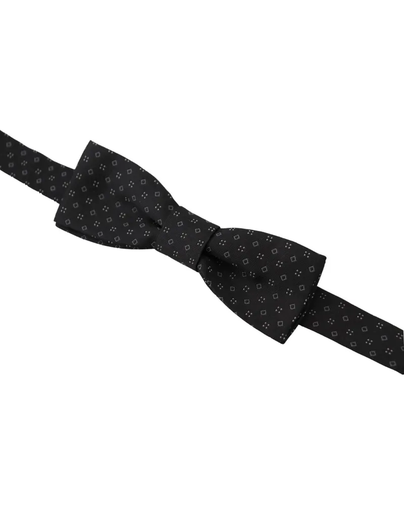 Dolce & Gabbana Men's Black Pattern Silk Adjustable Neck Papillon Bow Tie Black