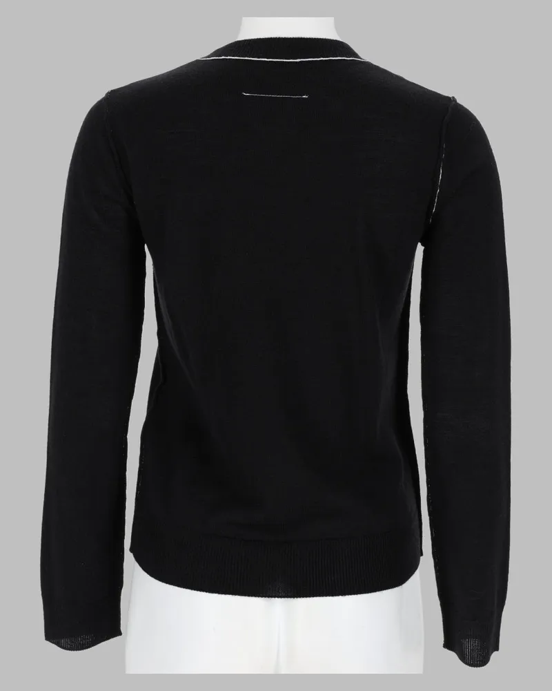 Maison Margiela Logo Patch Wool Blend Sweater — Black Black