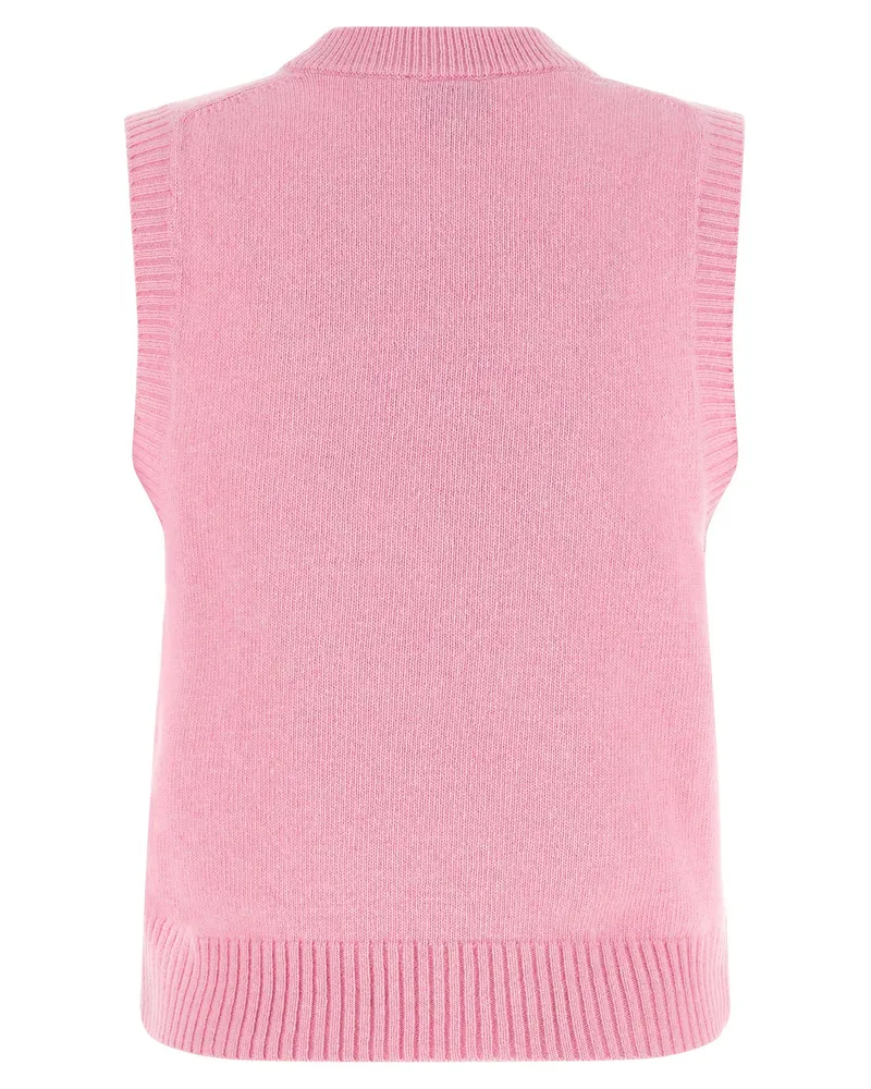 Ganni Intarsia Strawberry & Daisy Tank Top — Pink Pink