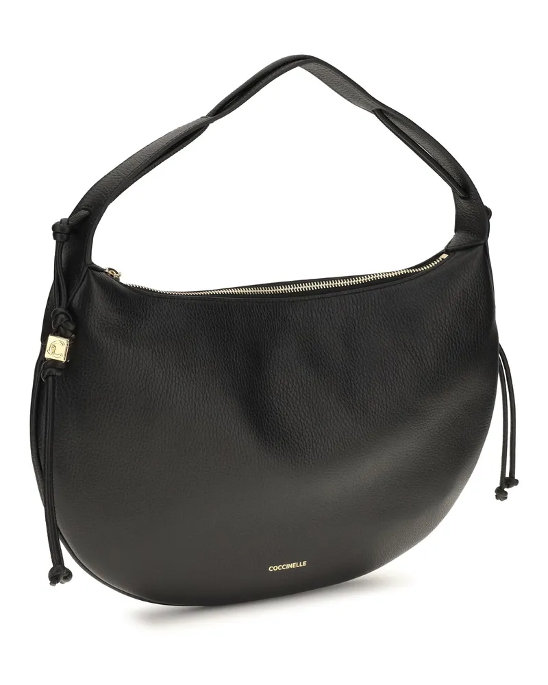 Coccinelle Women's Thess Shoulder Bag Noir Calf Leather Bos Taurus Black