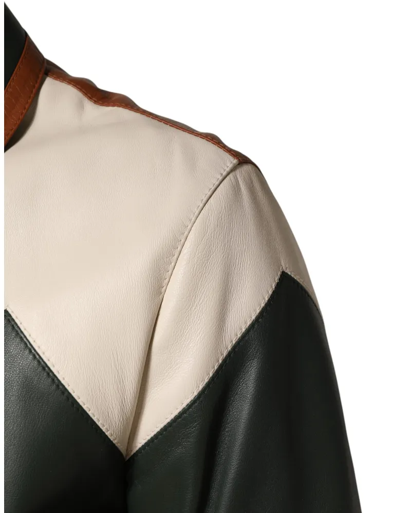 Dolce & Gabbana Multicolor Leather Full Zip Men Biker Jacket Clothing Multicolor