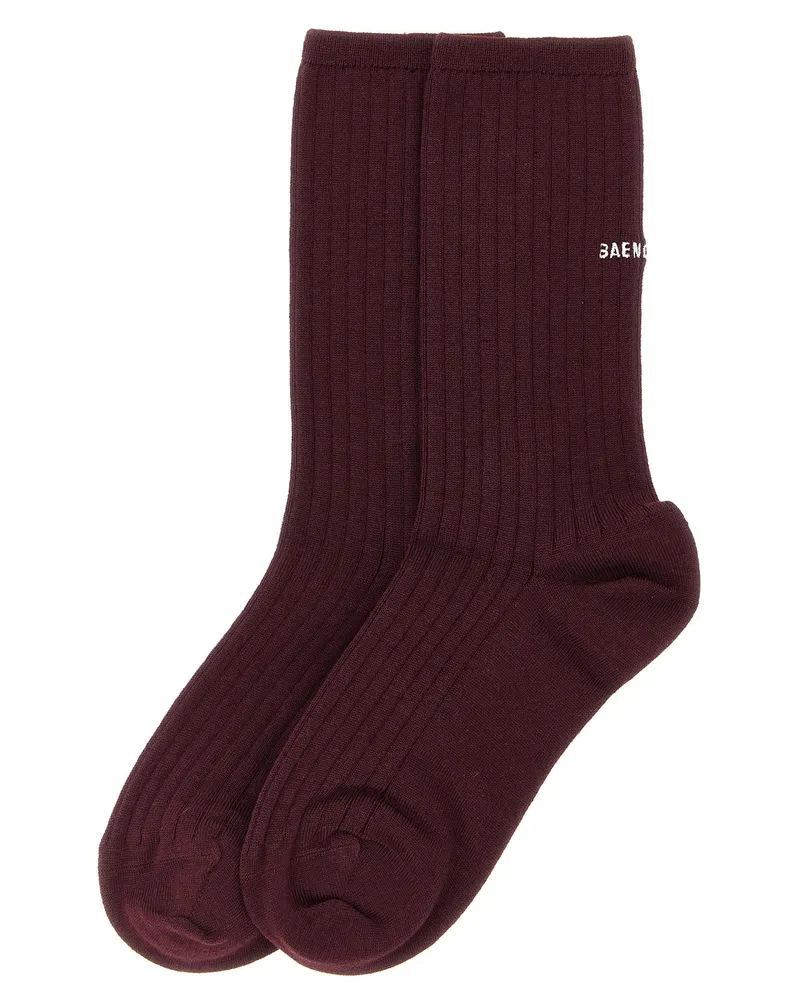 Balenciaga Logo Embroidery Ribbed Tights 