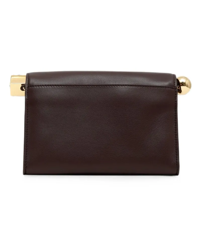 Jacquemus Roll-Top Leather Clutch — Brown Brown