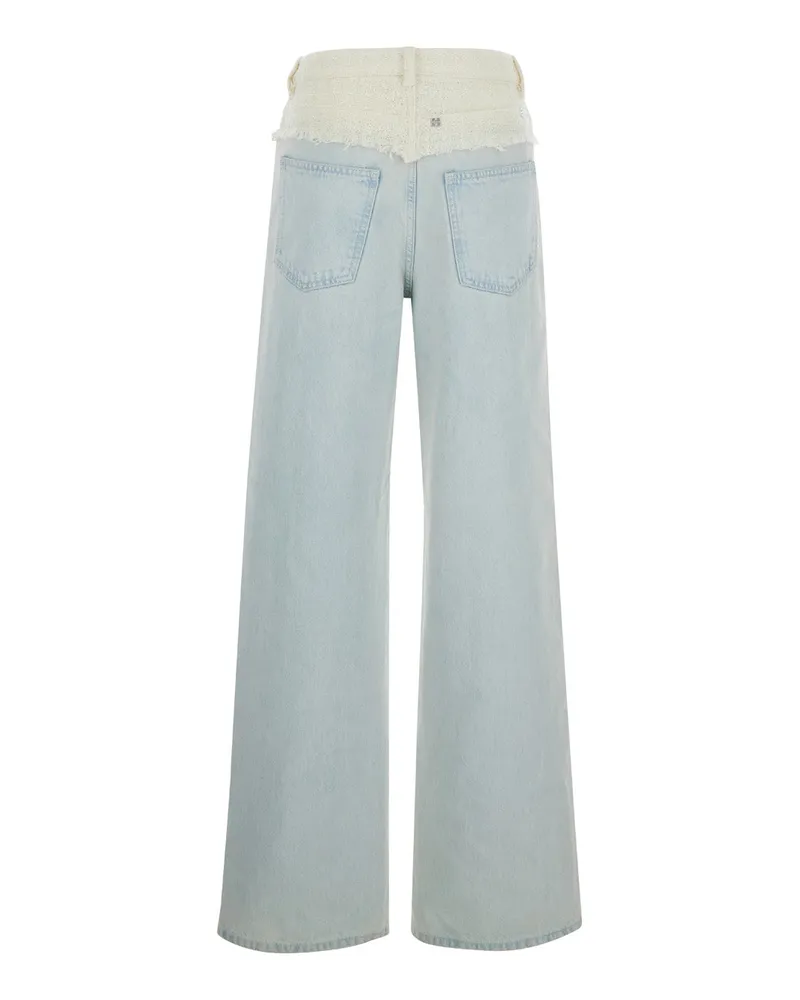 Givenchy Women's Light Blue Jeans With Tweed Waist Cotton Blue