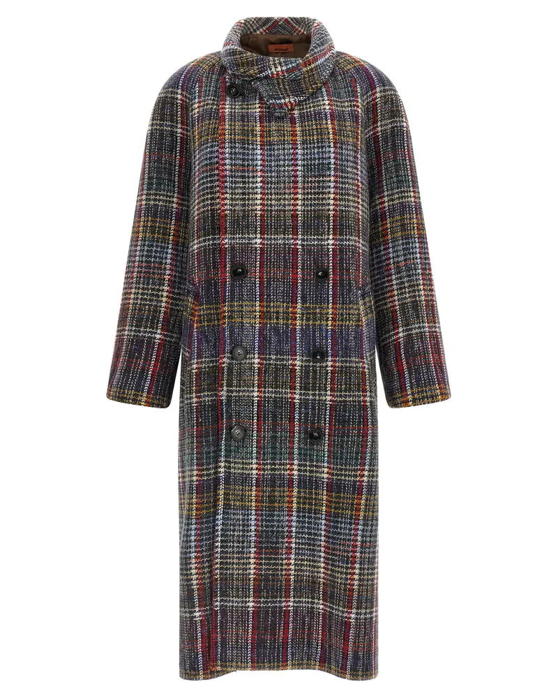 Missoni Multicolored Tartan Wool Coat — Multicolored Multicolored