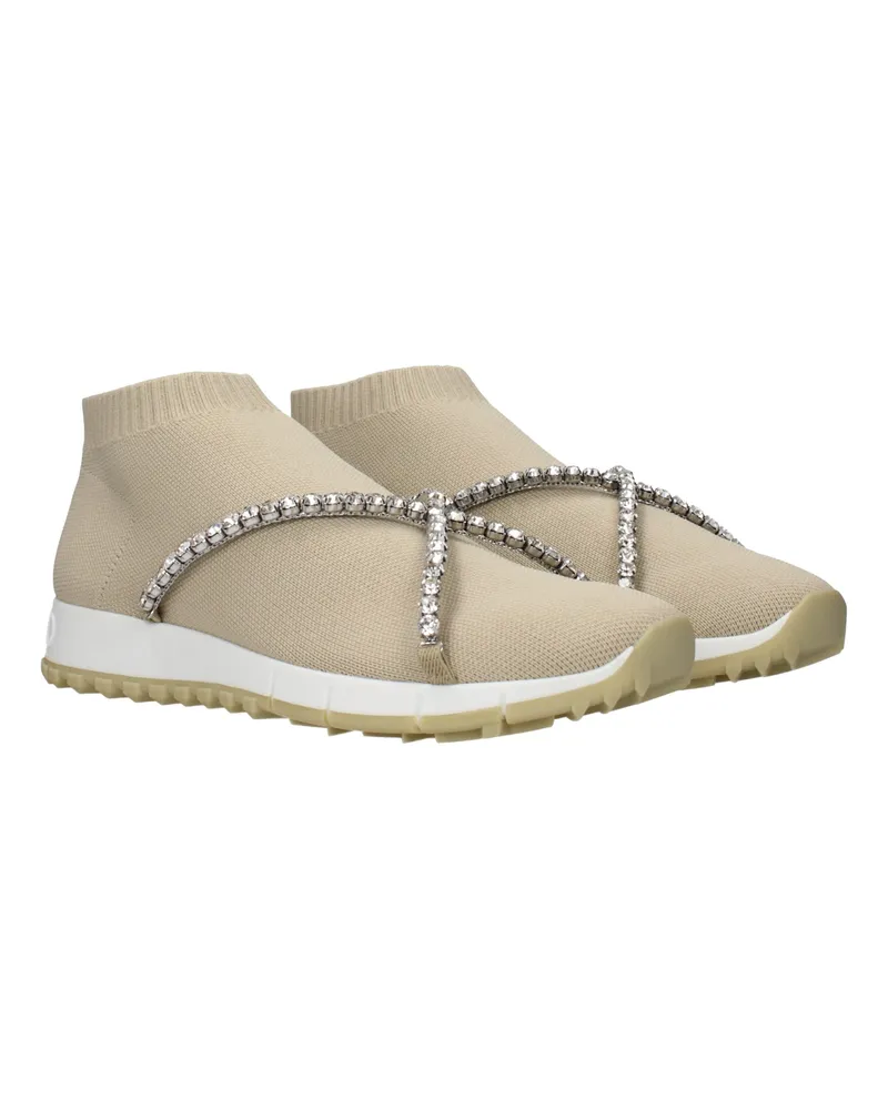 Jimmy Choo Women's Beige Fabric Slip-On Loafers Beige