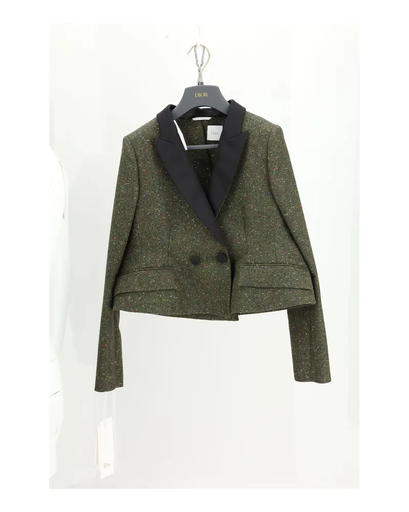 Dior Women's Jacket Tweed Light Green Polyester Green