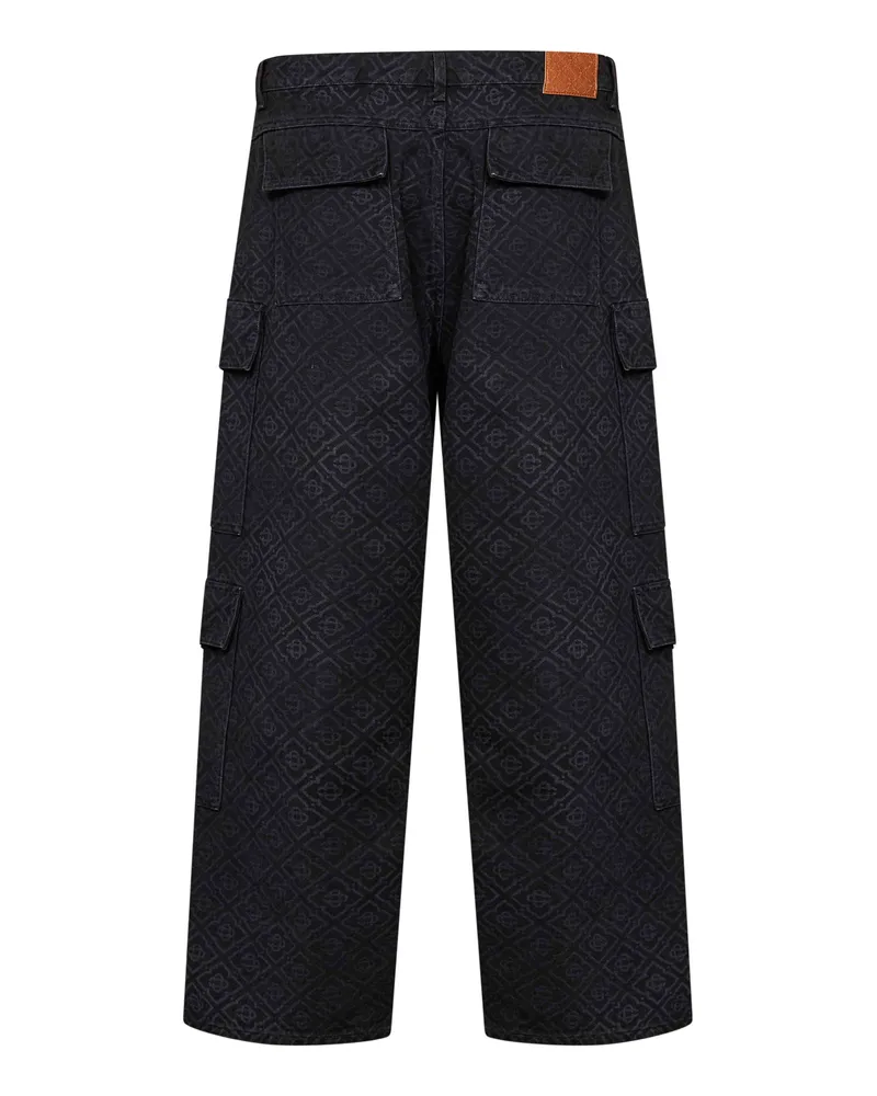 Casablanca Paris Men's Cargo Jeans Monogram Black Cotton Black