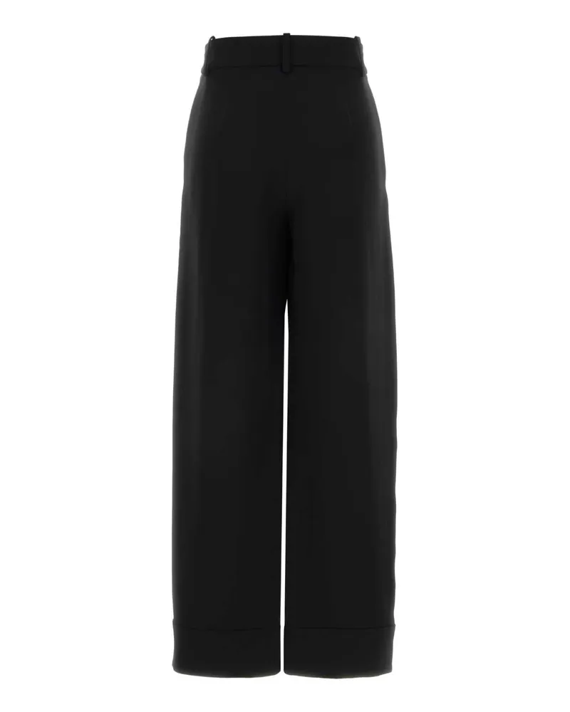 Giorgio Armani Women's Black Crepe Wide-Leg Pant Nero Exterior: Silk Pantaloni Black