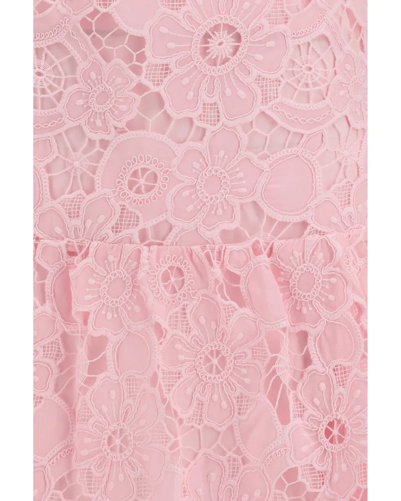 Self-Portrait Women's Mini Dress Guipure Pink Polyester Pink