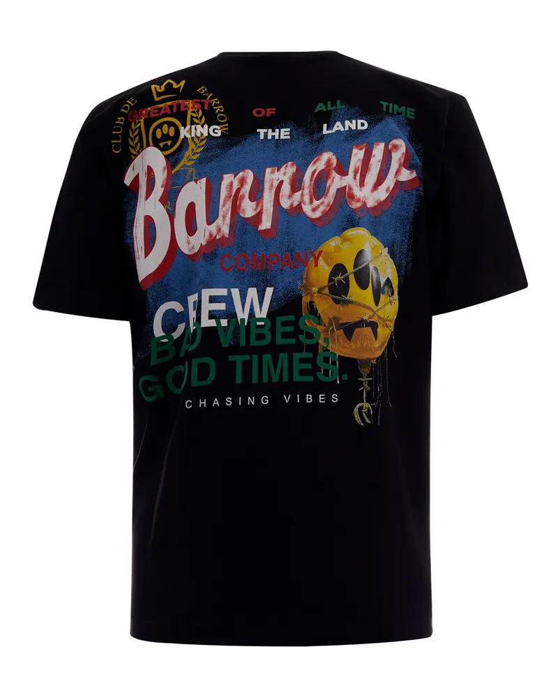 BARROW Men's T-Shirt Bad Vibes Good Times Black Cotton T-Shirts And Polos Black