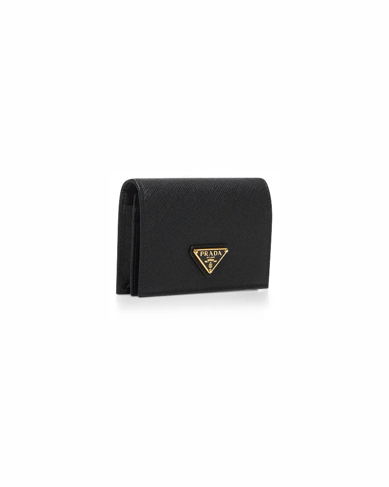 Prada Women's Wallet Saffiano Leather Black Calf & Purses Black