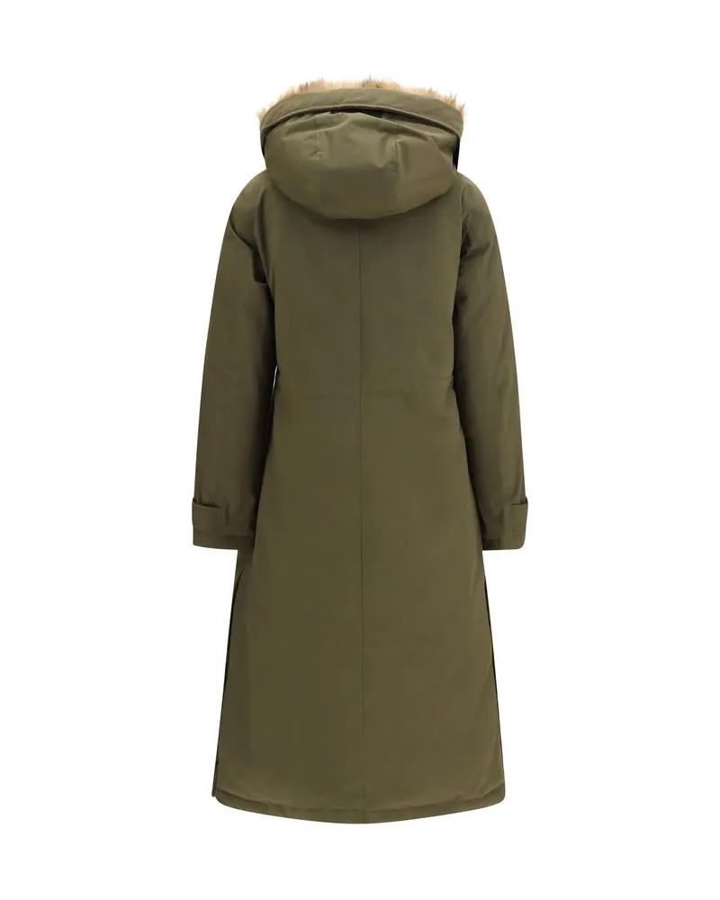 Woolrich Fur-Trimmed Cotton Parka Coat Bicolor