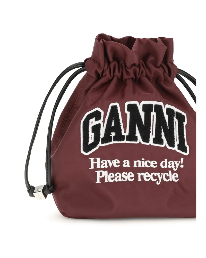 Ganni Women's Nylon Pouch Windsor Wine Keyrings & Keychains Burgundy