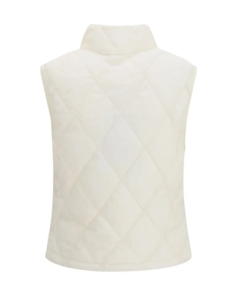 Burberry Women's White Polyester Sleeveless Jacket Clothing White