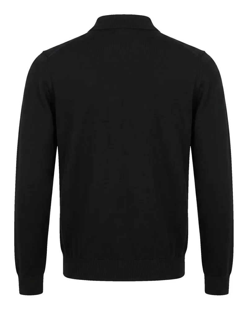 Emporio Armani Virgin Wool Half-Zip Polo Sweater — Black Black