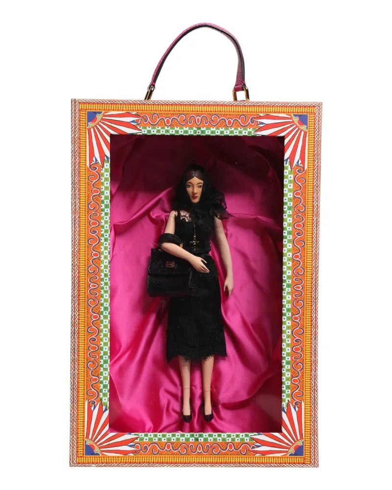 Dolce & Gabbana Women's Black Dress Ceramic Porcelain Fashion Leather Sicily Dolls Silk Accessory Multicolor