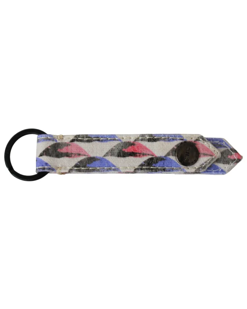 CoSTUME NATIONAL Men's White Ring Branded Textile Keychain Metal White