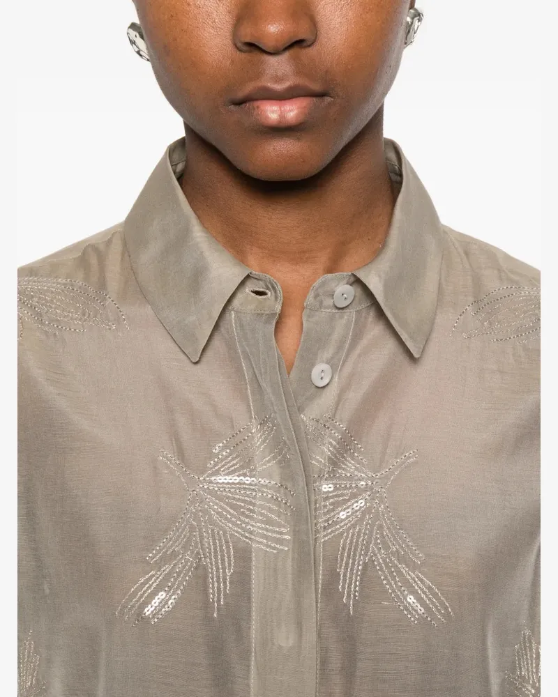 PANICALE Cashmere Women's Sequin-Detail Blouse Ss26 W Taupe