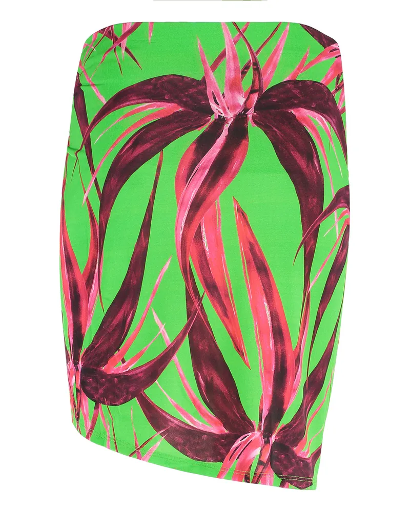 Louisa Ballou Women's Coastline Mini Skirt With Gold Detail Green Viscose Green