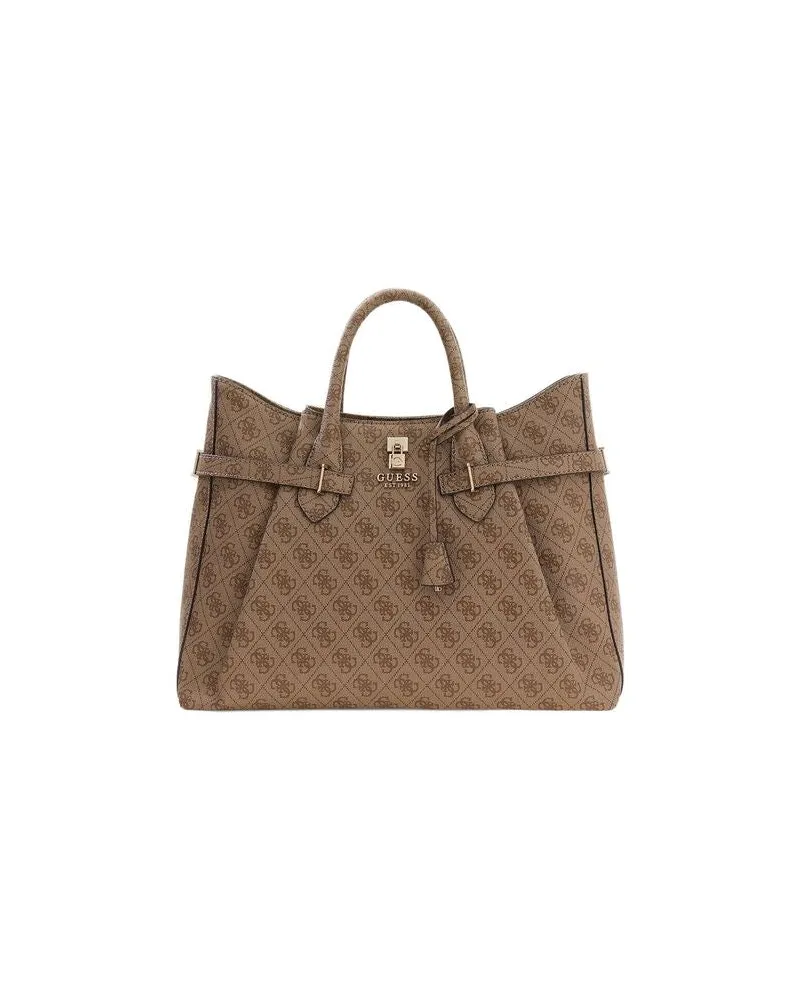Guess Women's Satchel Bag Latte Logo Polyurethane - Satchel-Bags Beige