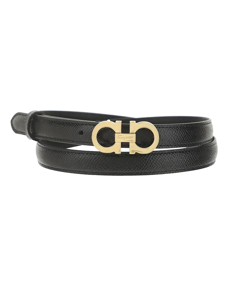 Ferragamo Women's Leather Belt Grey-Black Calf Grey/black Black