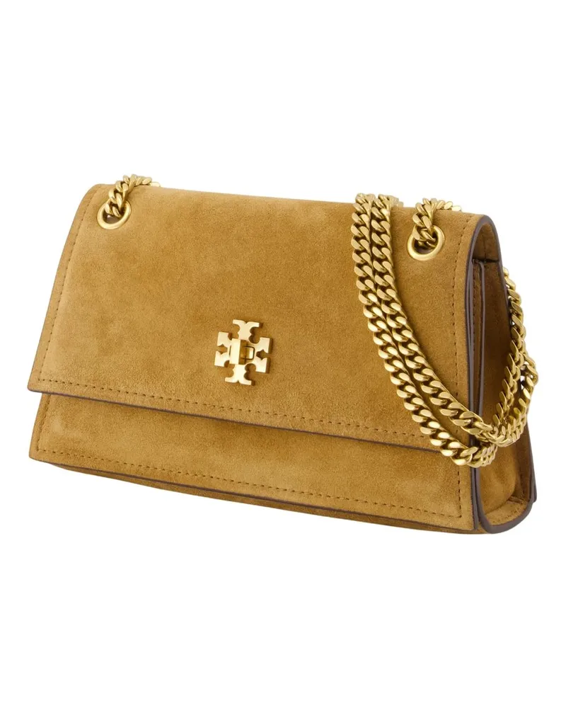 Tory Burch Women's Kira Turnlock Mini Shoulder Bag Leather Khaki Calfskin Crossbodies Khaki
