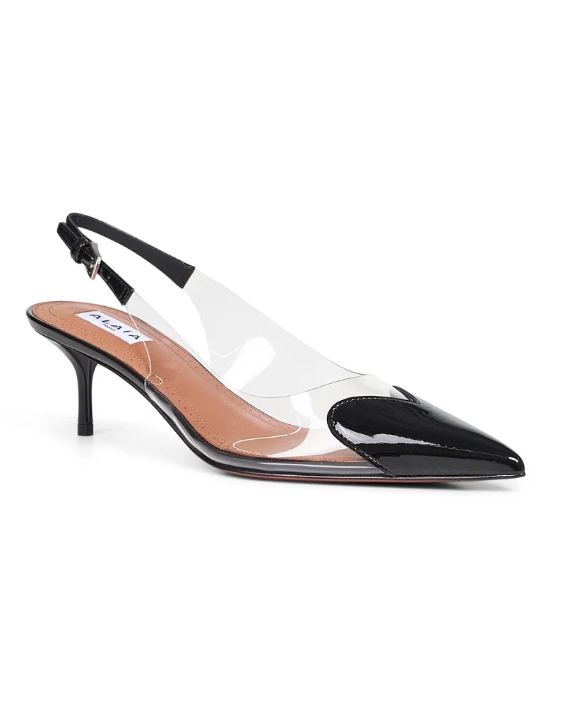 Alaïa PVC and Patent Leather Slingback Heel — Black Black