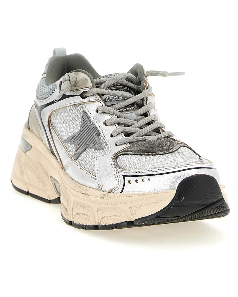 Golden Goose Women's Silver Leather Chunky Sneakers Silver