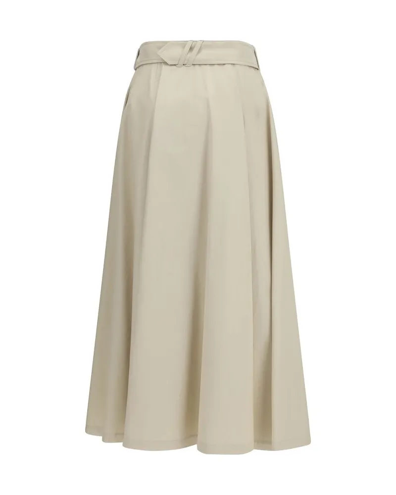 Burberry Women's Beige Cotton Midi Skirt Beige